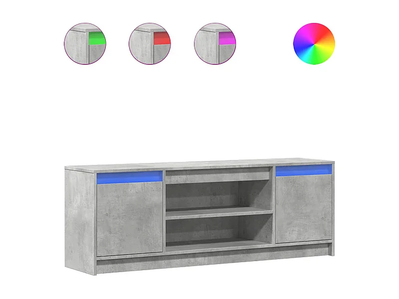 Tv-meubel met LED 139,5x34x50 cm bewerkt hout betongrijs