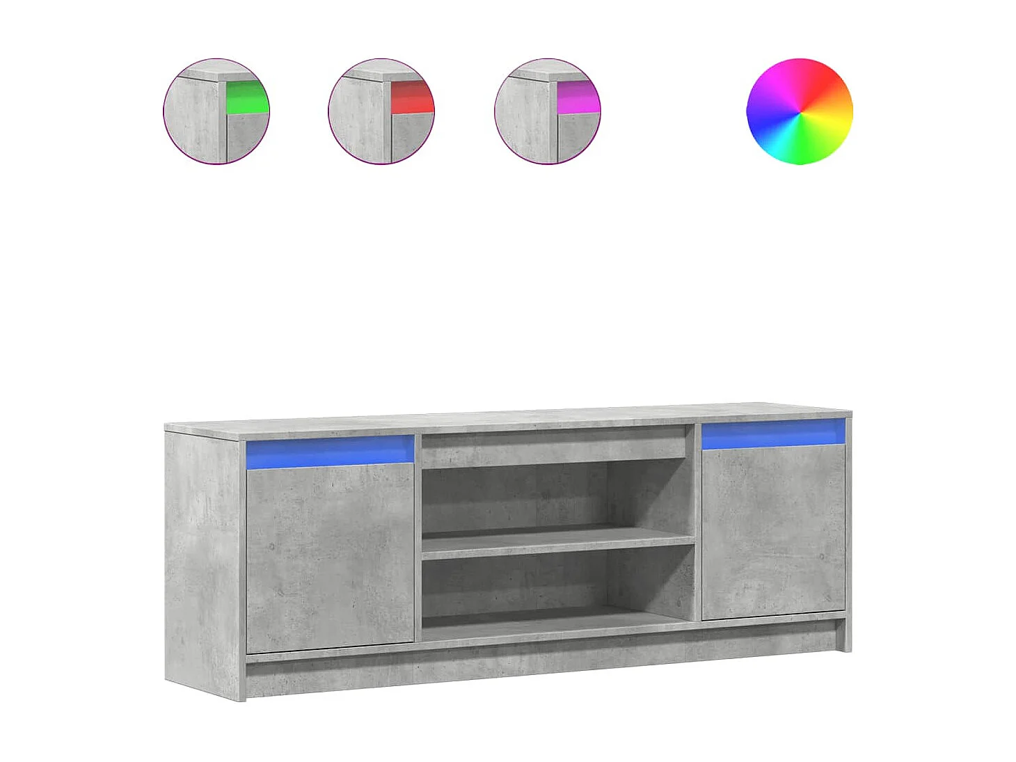 Tv-meubel met LED 139,5x34x50 cm bewerkt hout betongrijs