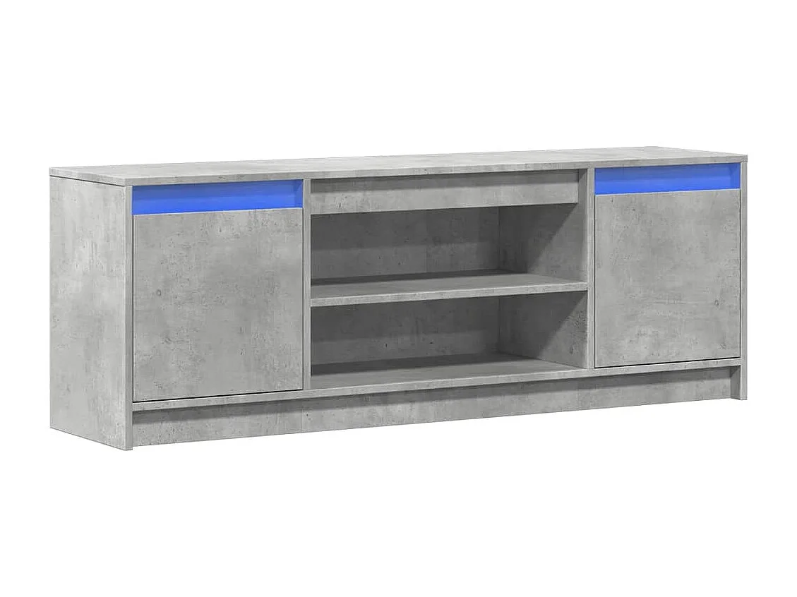 Meuble TV avec LED gris béton 139,5x34x50 cm bois d'ingénierie