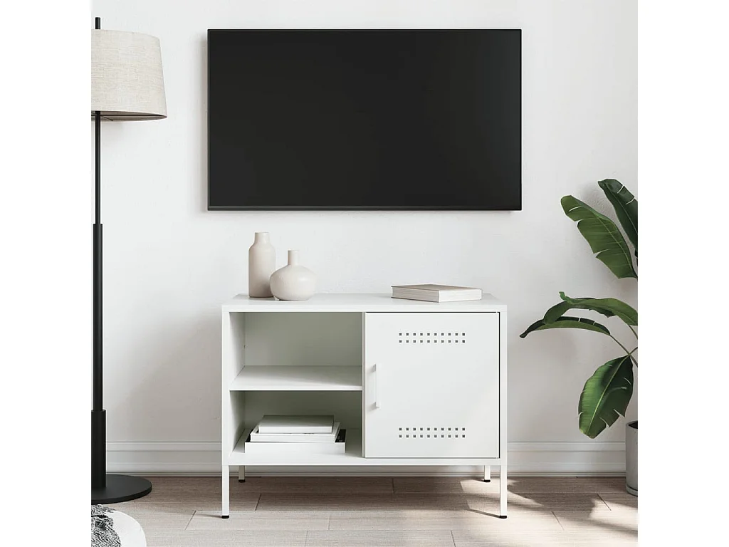 Meuble TV blanc 68x39x50,5 cm acier