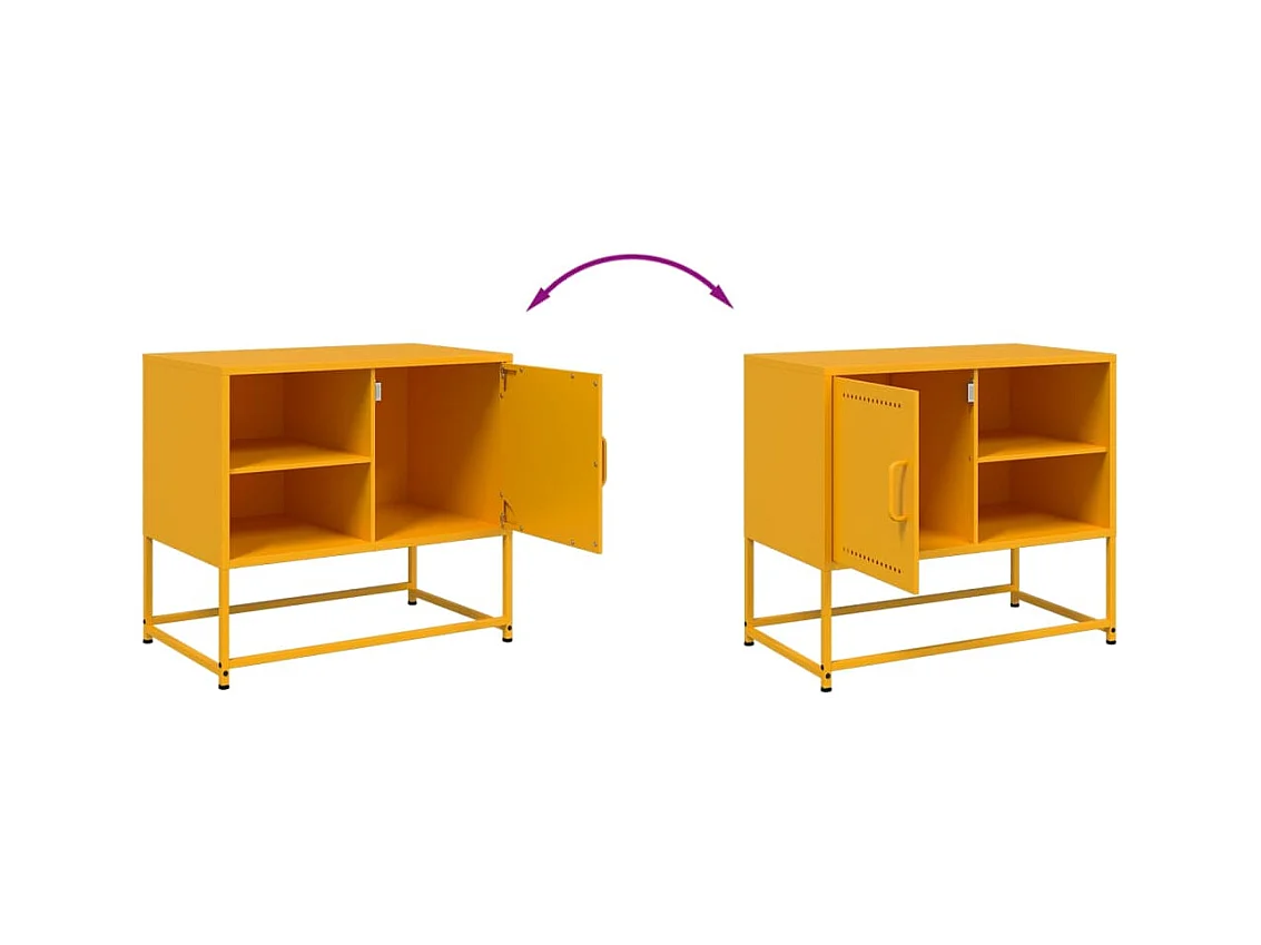 Meuble TV jaune moutarde 68x39x60,5 cm acier