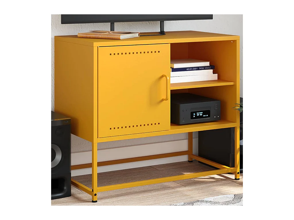 Meuble TV jaune moutarde 68x39x60,5 cm acier