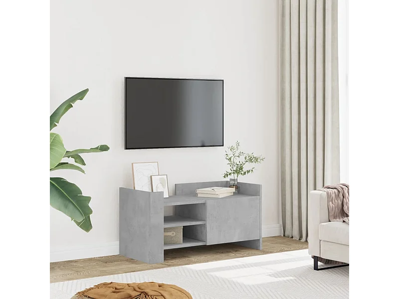 Meuble TV gris béton 80x35x40 cm bois d'ingénierie