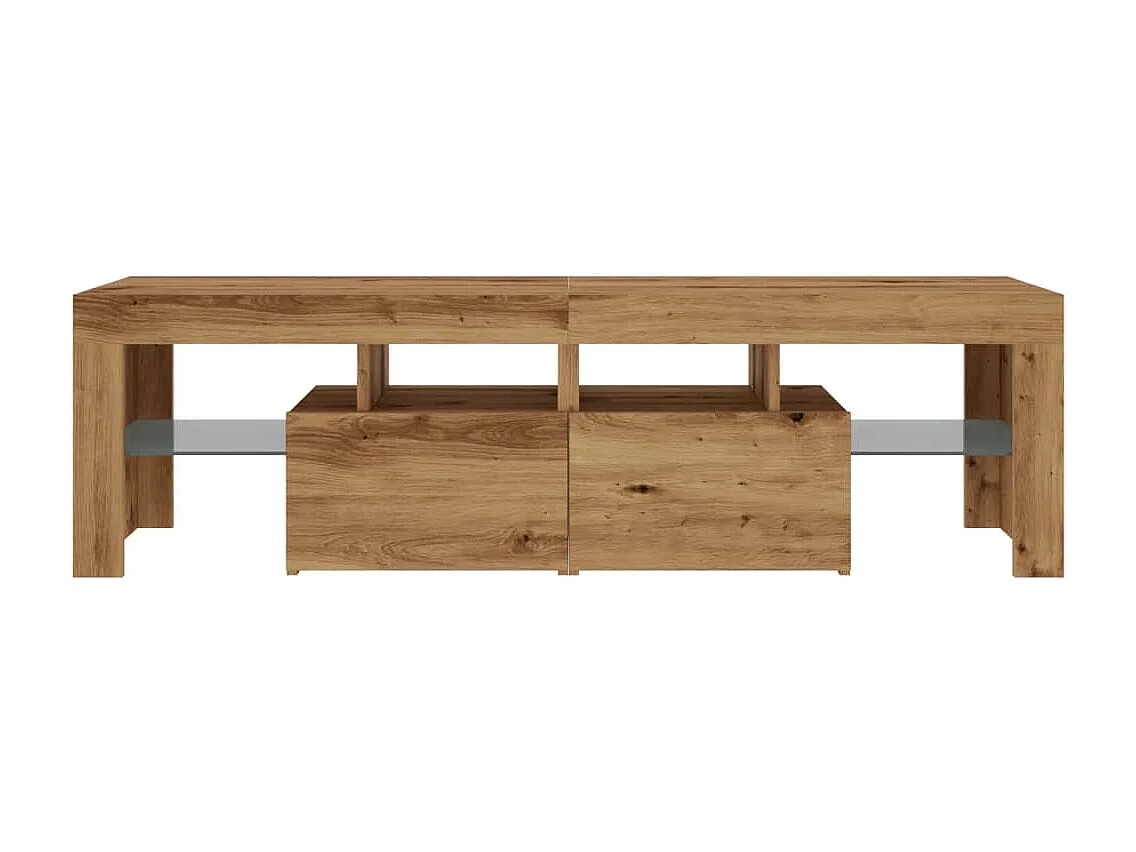 Meuble TV avec lumières LED chêne artisanal bois d'ingénierie