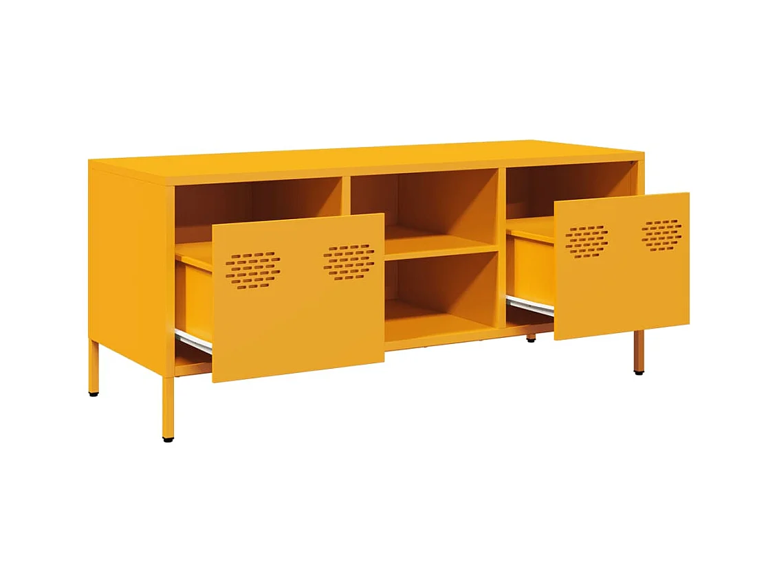 Meuble TV jaune moutarde 101,5x39x43,5 cm acier laminé à froid