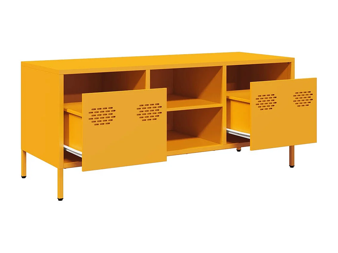 Meuble TV jaune moutarde 101,5x39x43,5 cm acier laminé à froid