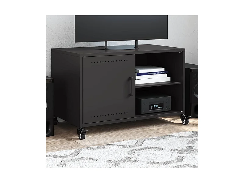 Meuble TV noir 68x39x43,5 cm acier laminé à froid