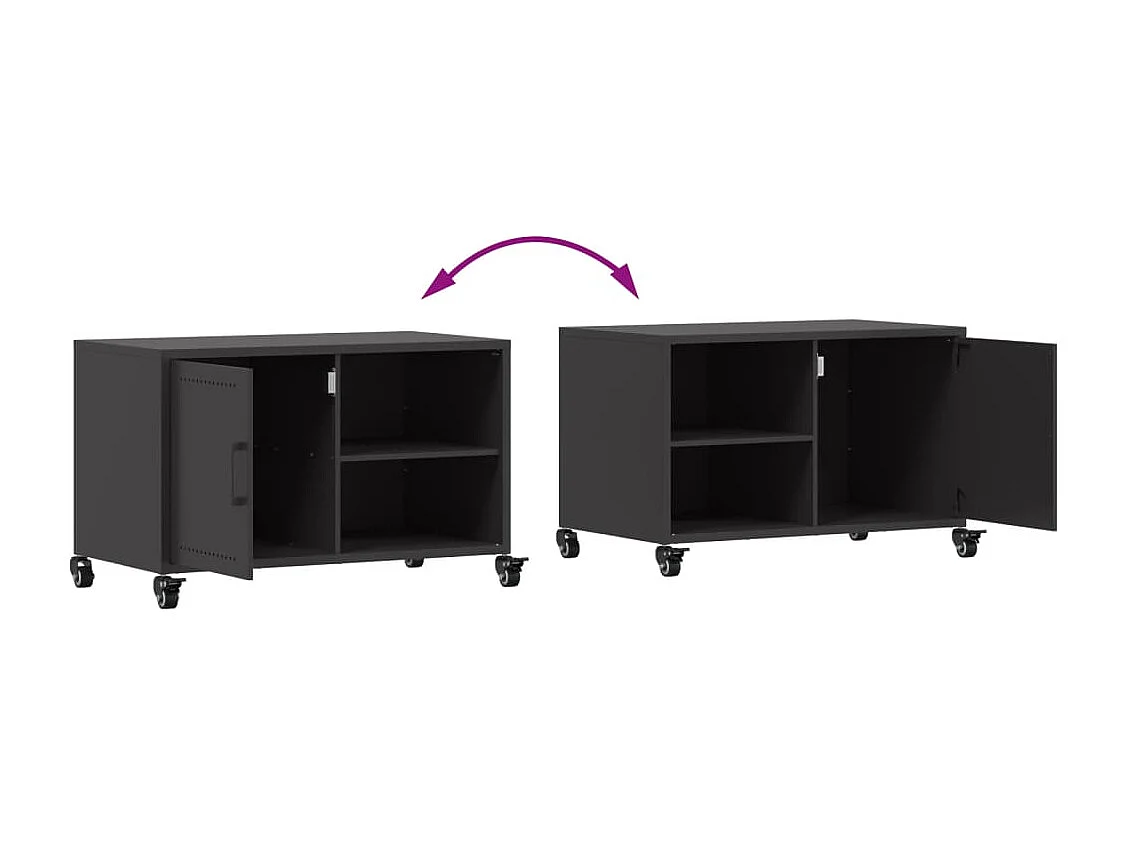 Meuble TV noir 68x39x43,5 cm acier laminé à froid