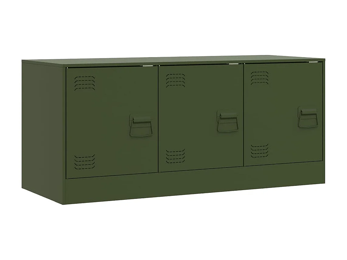 Meuble TV vert olive 99x39x44 cm acier