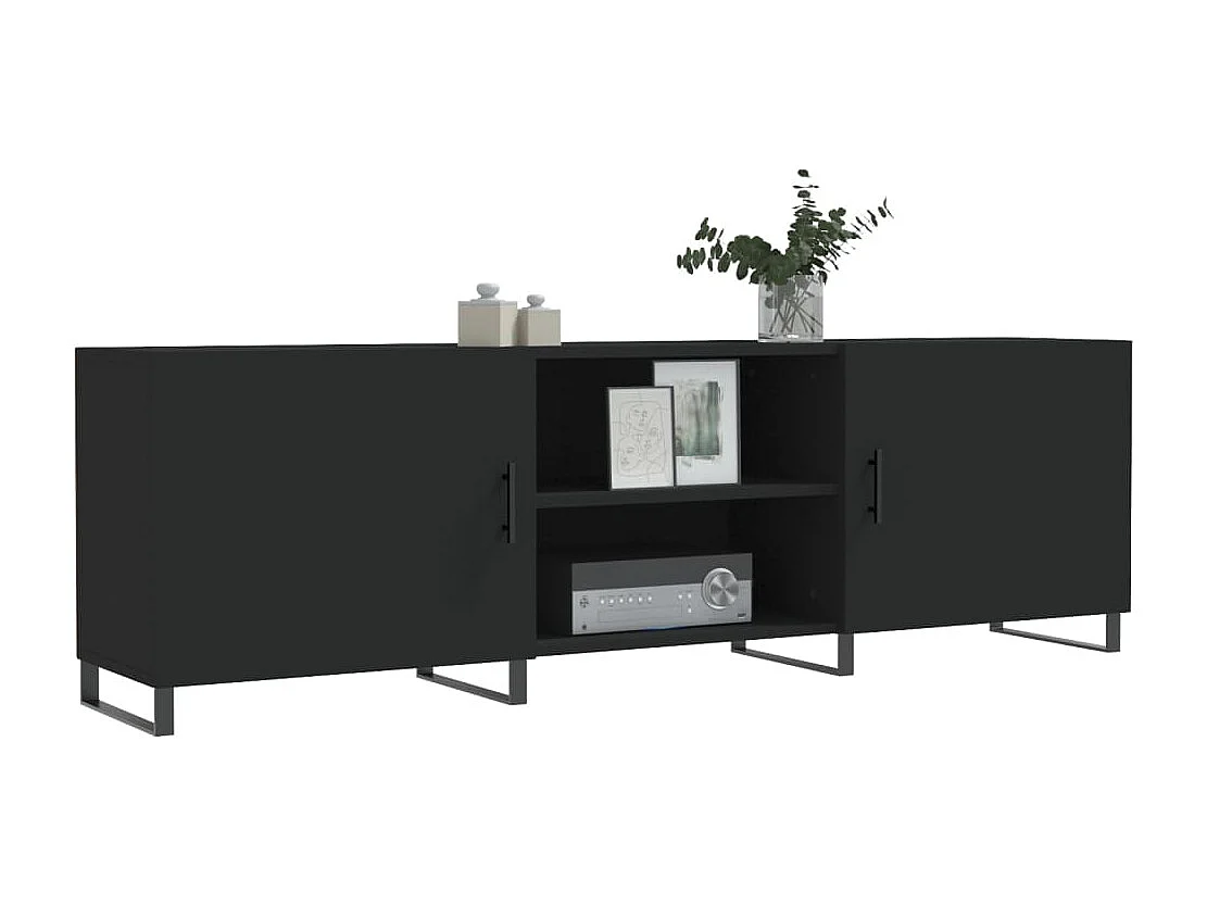 Meuble TV noir 150x30x50 cm bois d'ingénierie