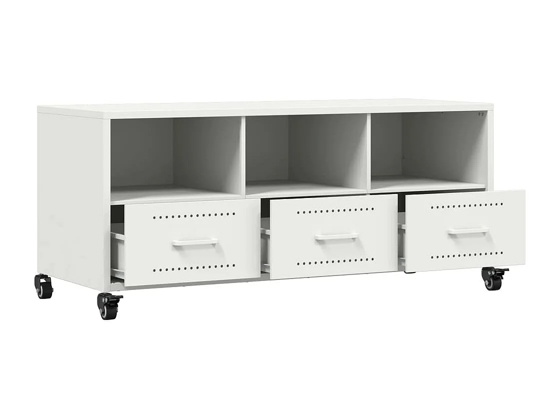 Meuble TV blanc 100,5x39x43,5 cm acier laminé à froid