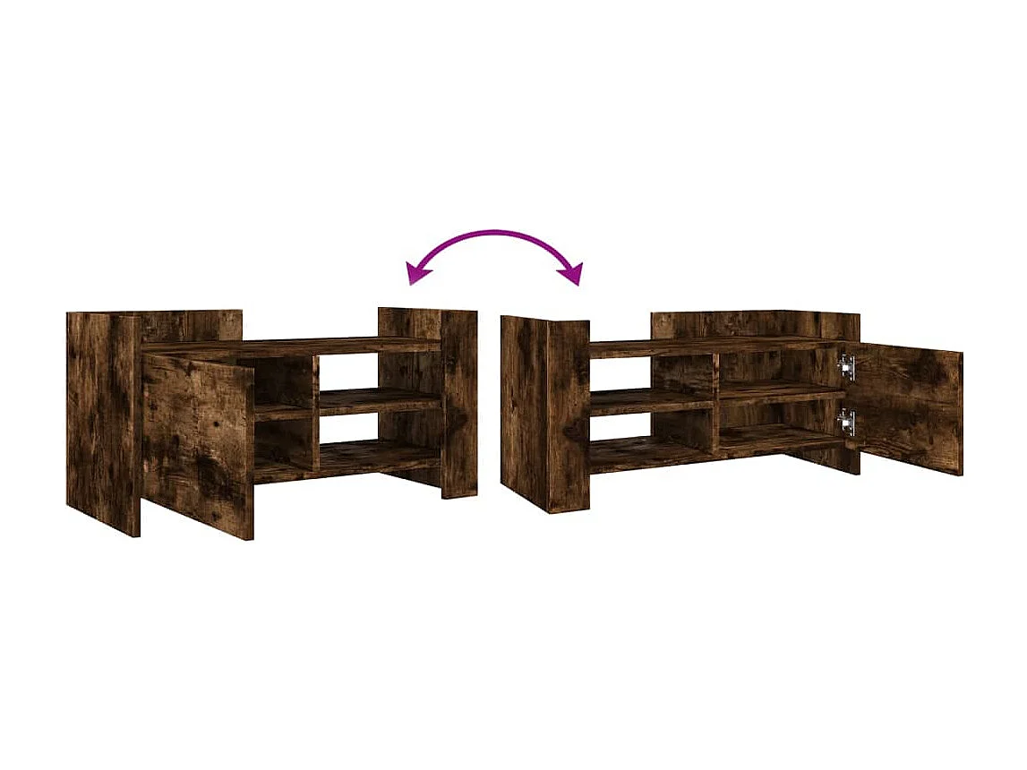 Meuble TV chêne fumé 80x35x40 cm bois d'ingénierie