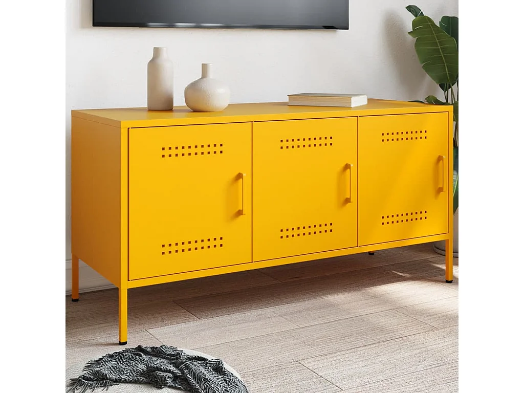Meuble TV jaune moutarde 100,5x39x50,5 cm acier