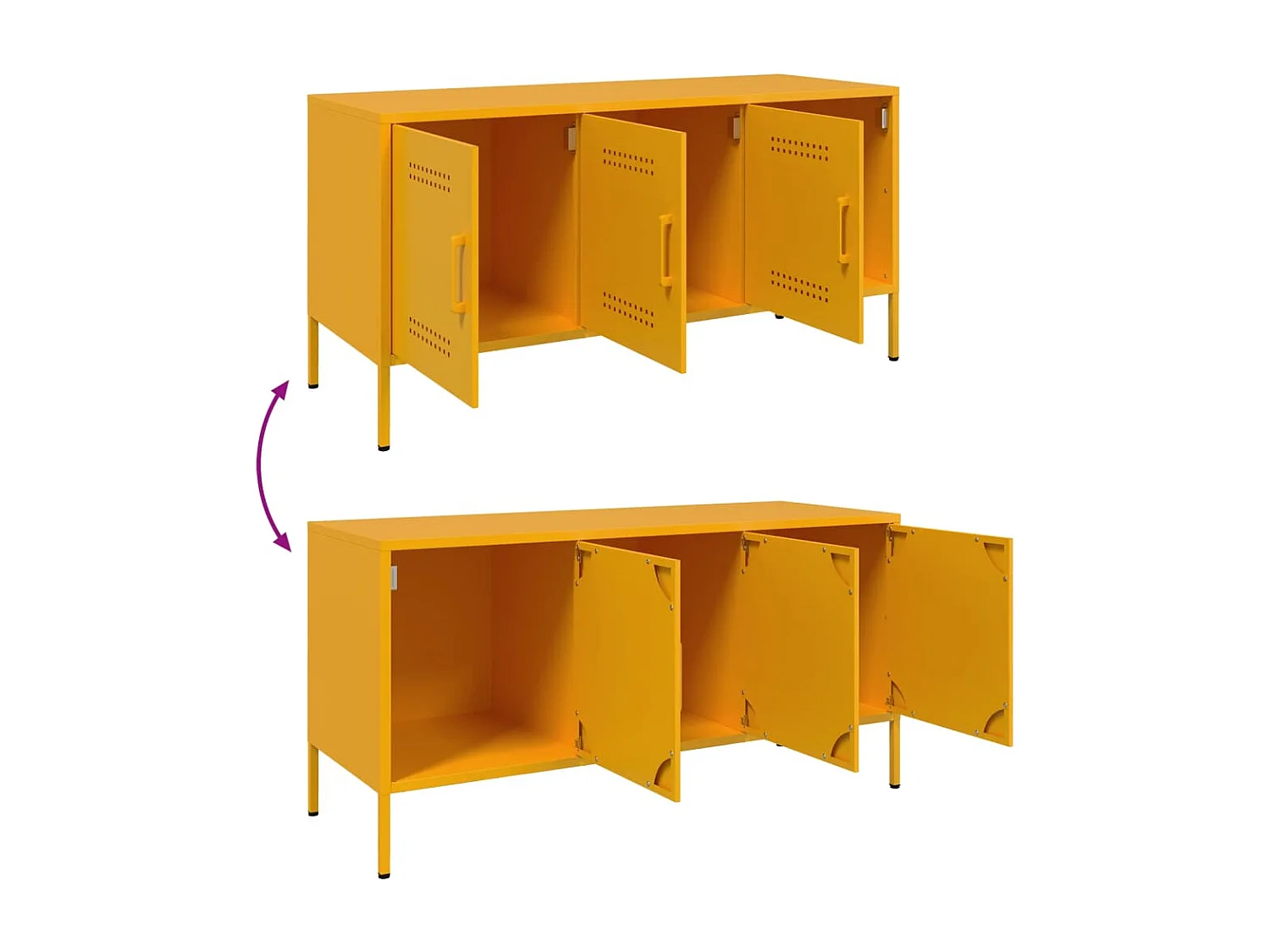 Meuble TV jaune moutarde 100,5x39x50,5 cm acier