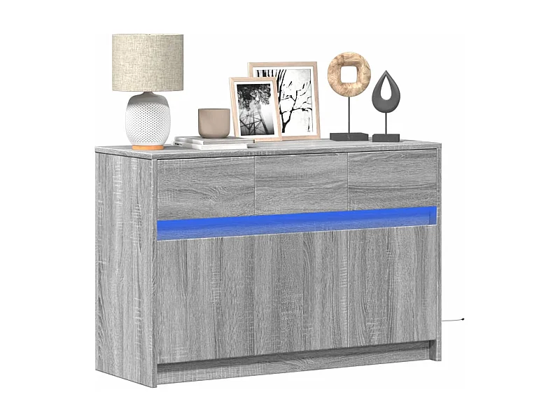 Tv-meubel met LED 91x34x61 cm bewerkt hout grijs sonoma eiken