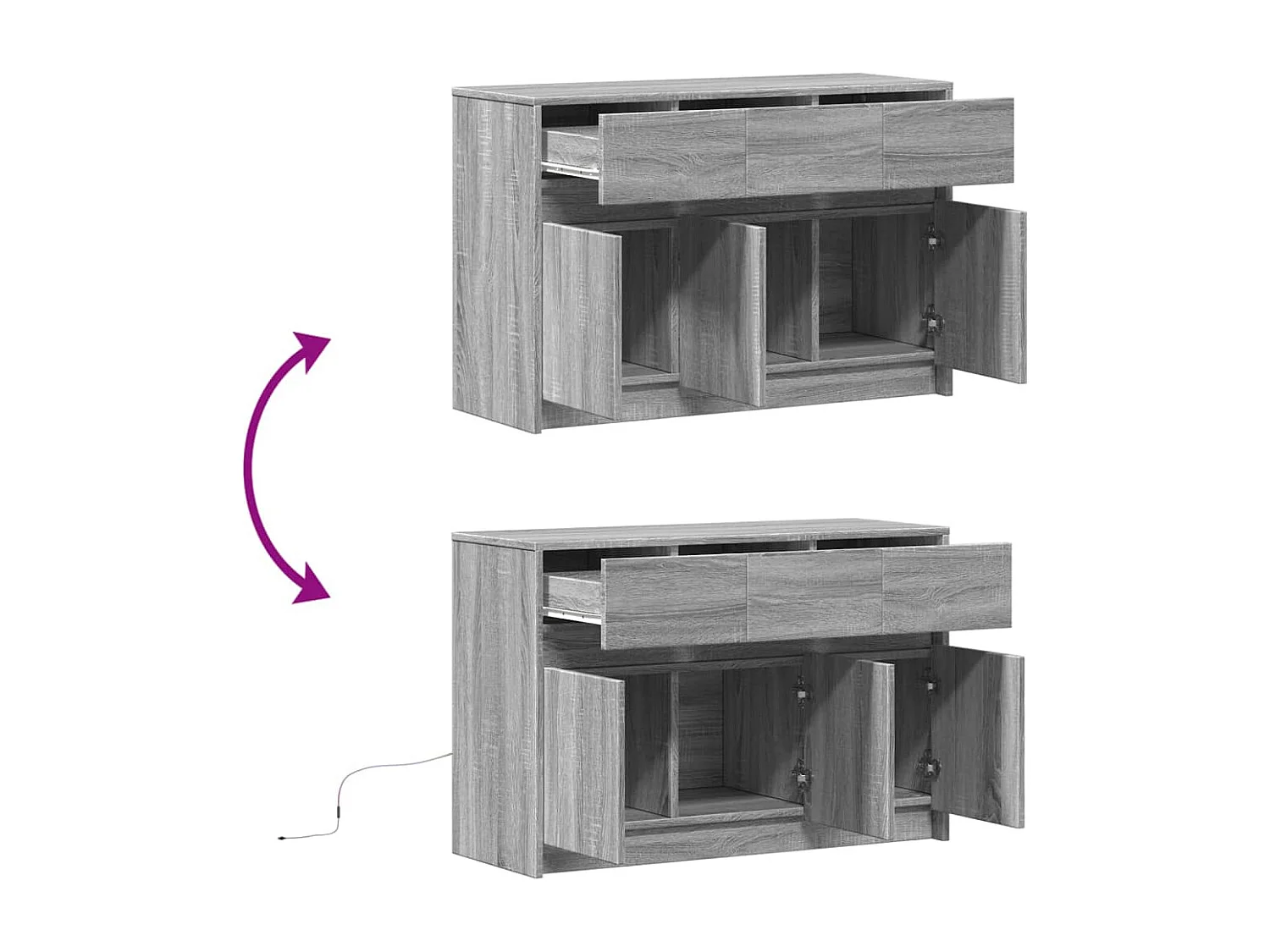 Meuble TV avec LED sonoma gris 91x34x61 cm bois d'ingénierie