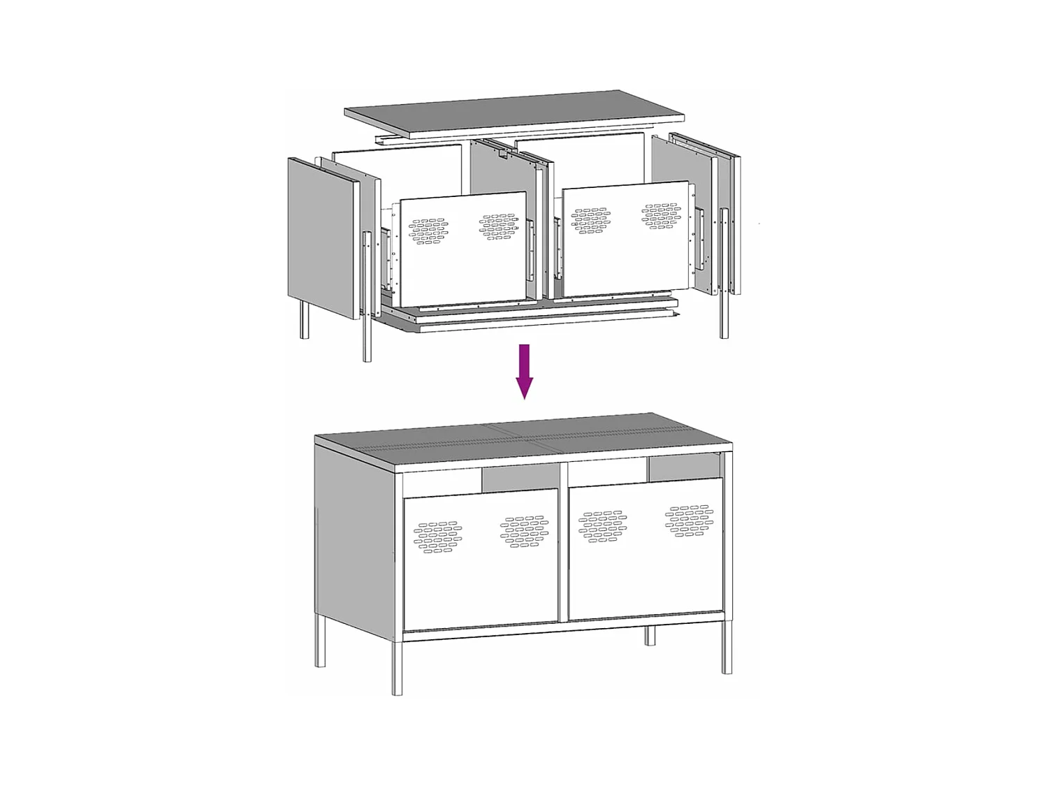 Meuble TV jaune moutarde 68x39x43,5 cm acier laminé à froid