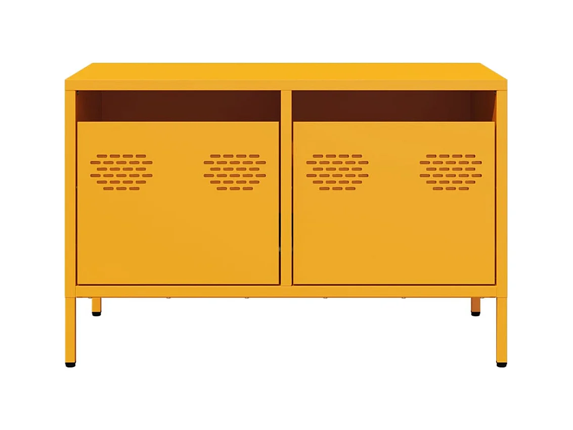 Meuble TV jaune moutarde 68x39x43,5 cm acier laminé à froid