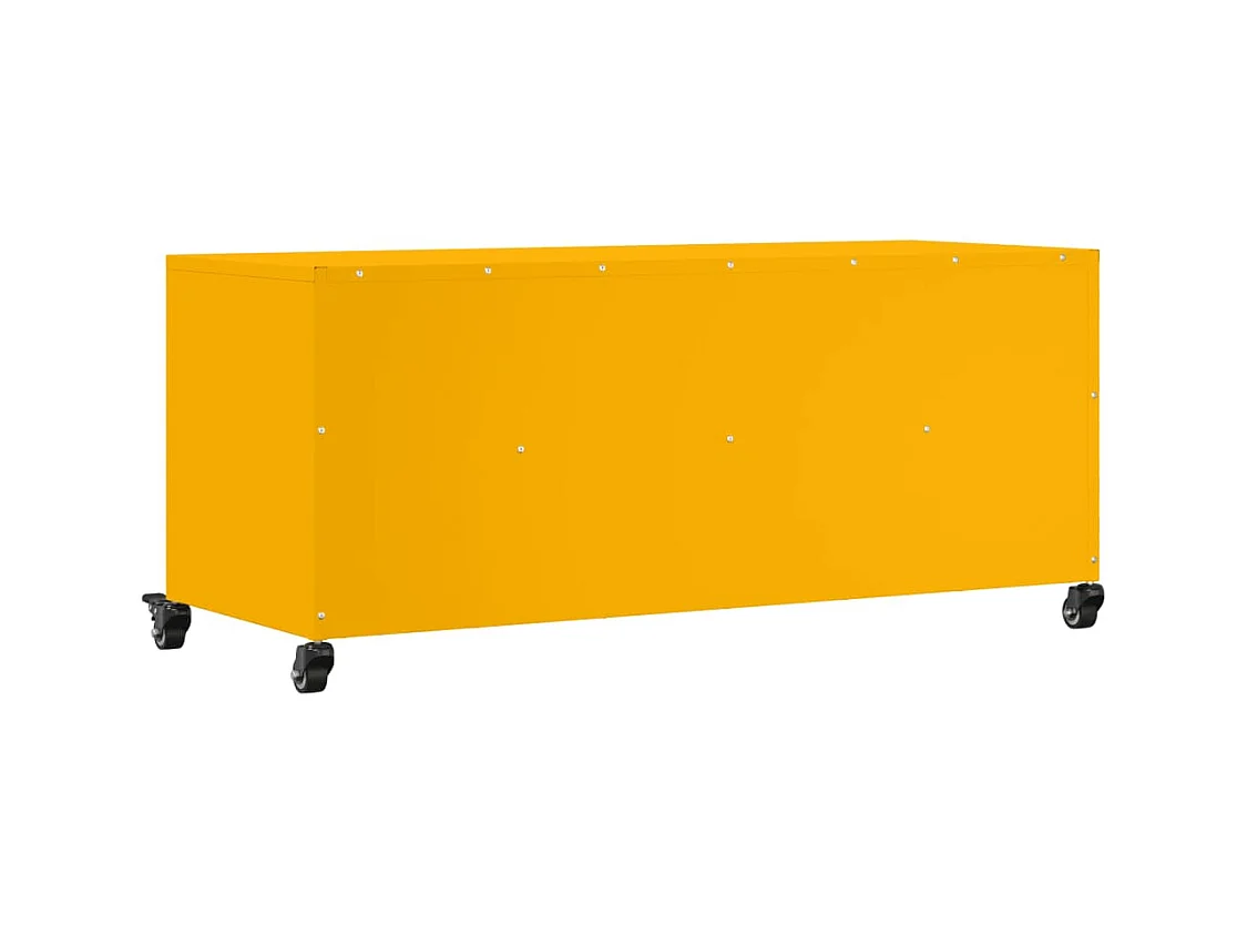 Meuble TV jaune moutarde 100,5x39x43,5 cm acier laminé à froid