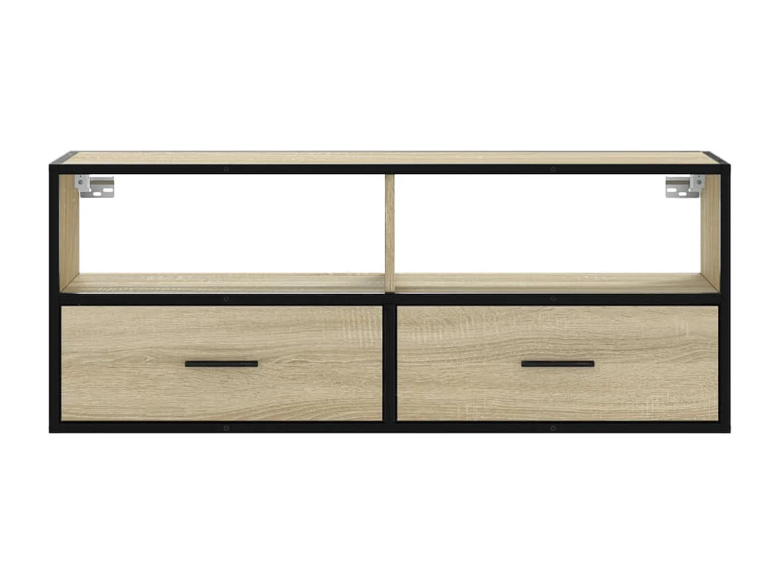 Meuble TV chêne sonoma 100x31x39,5cm bois d'ingénierie et métal