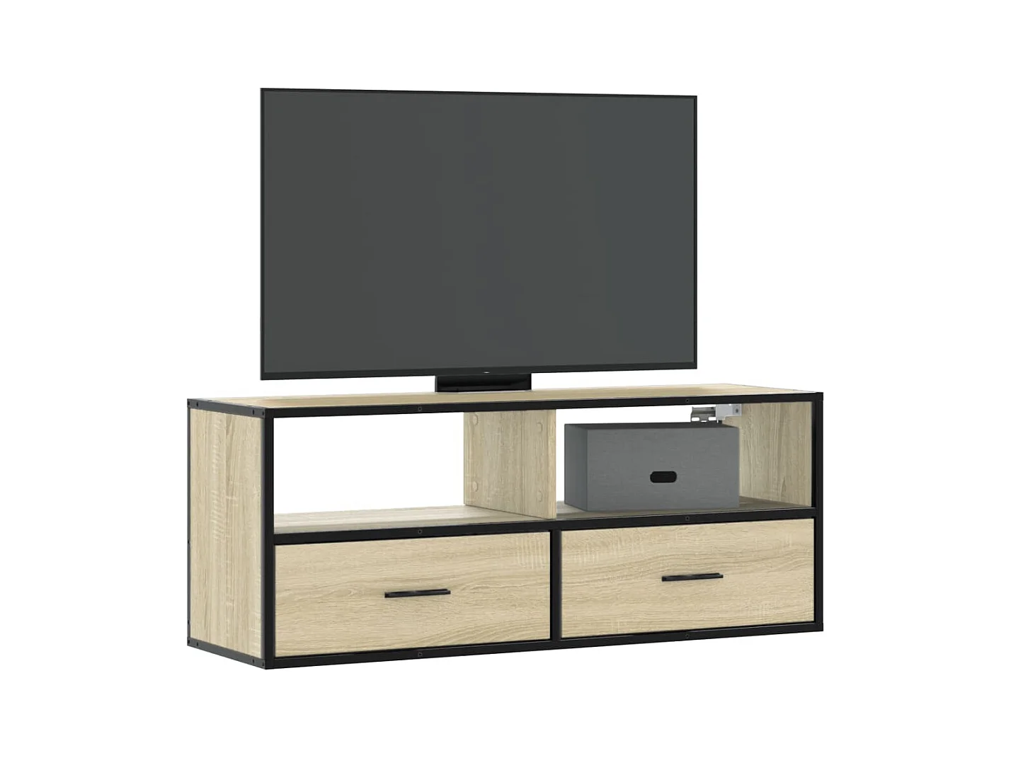 Meuble TV chêne sonoma 100x31x39,5cm bois d'ingénierie et métal