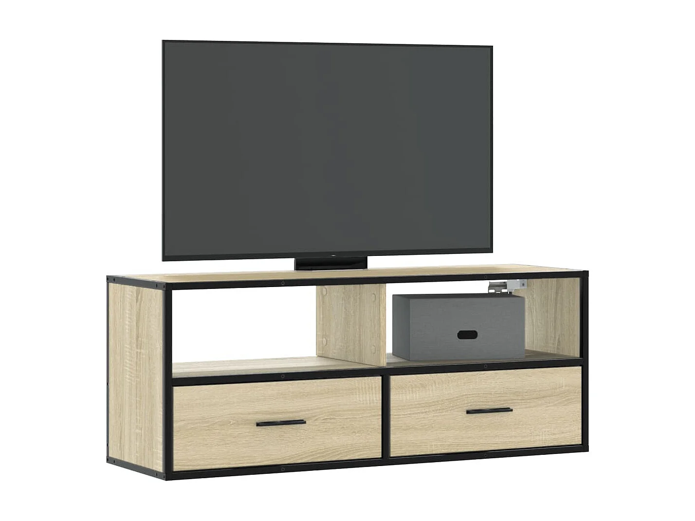 Meuble TV chêne sonoma 100x31x39,5cm bois d'ingénierie et métal