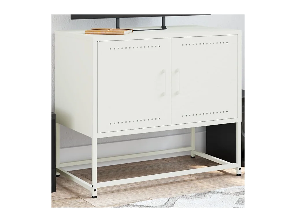 Meuble TV blanc 68,5x39x60,5 cm acier