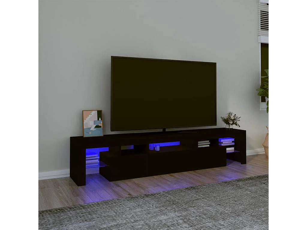 Meuble TV avec lumières LED Noir 200x36,5x40 cm