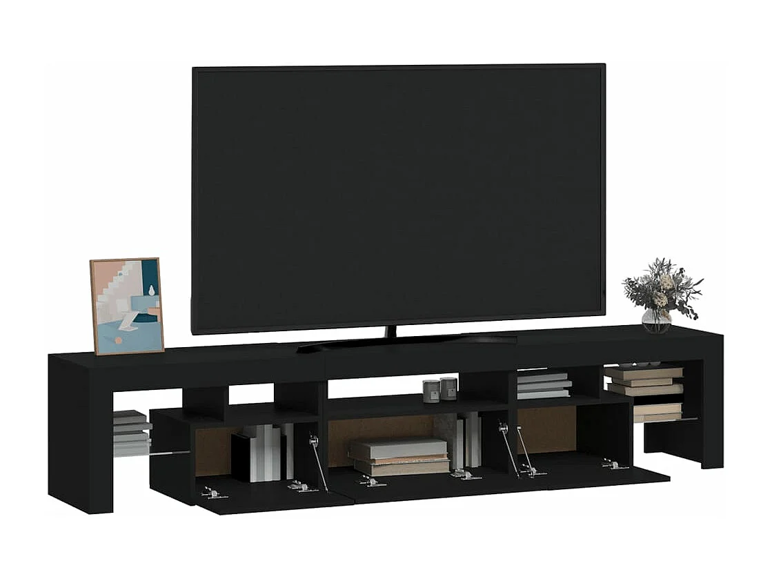 Meuble TV avec lumières LED Noir 200x36,5x40 cm