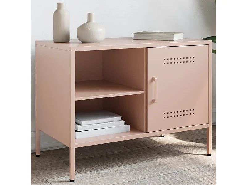 Tv-meubel 68x39x50,5 cm staal roze