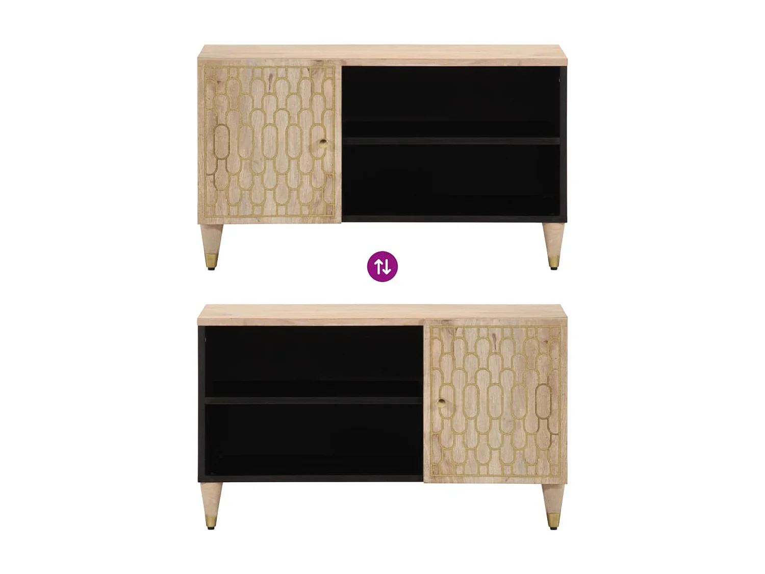 Meuble TV 80x31x46 cm bois massif de manguier