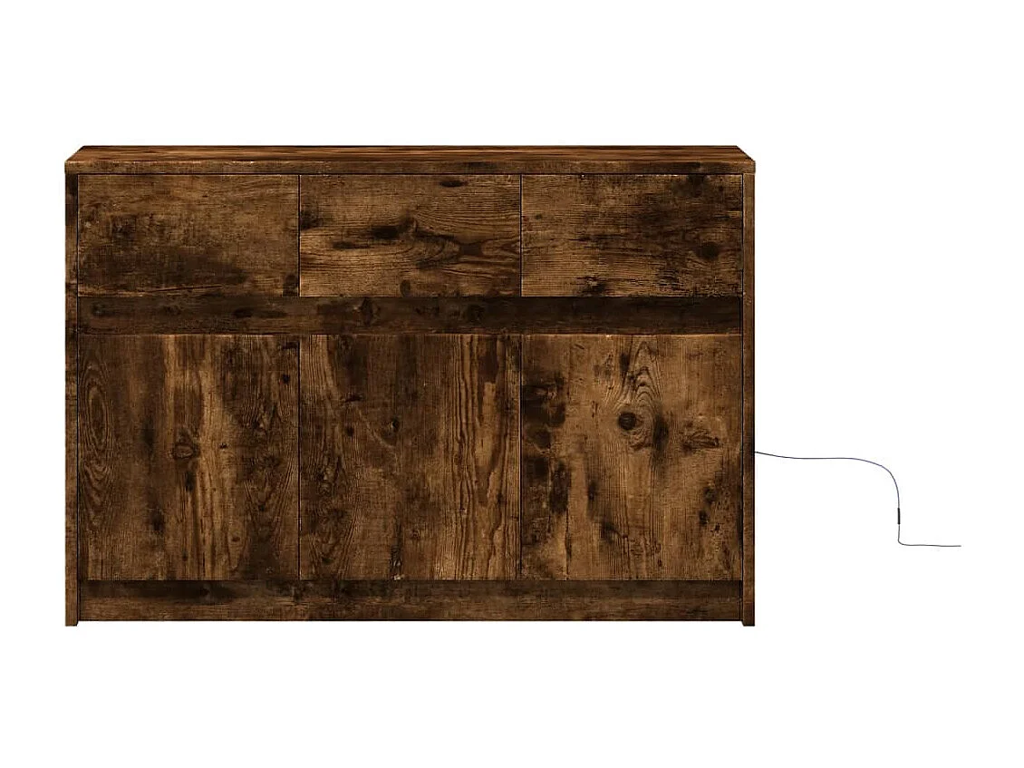 Tv-meubel met LED 91x34x61 cm bewerkt hout gerookt eikenkleur
