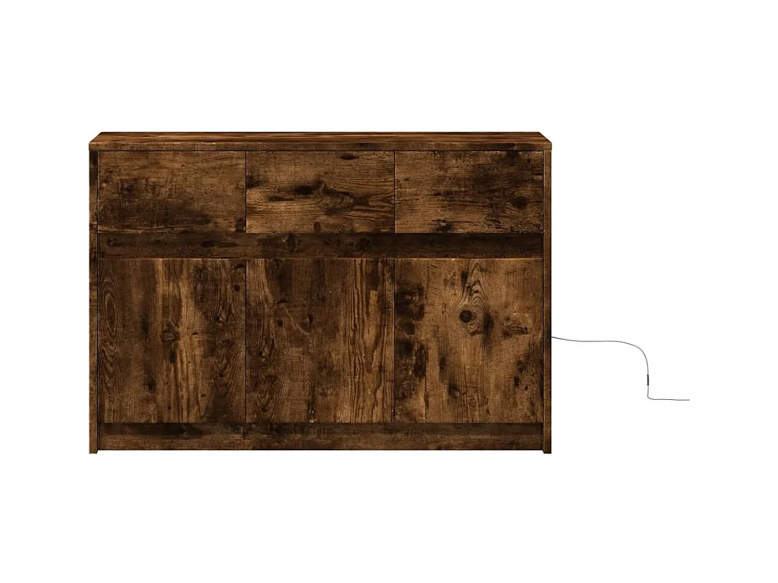 Meuble TV avec LED chêne fumé 91x34x61 cm bois d'ingénierie