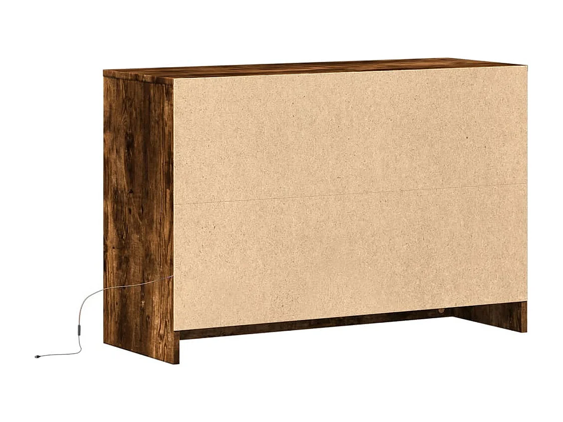 Tv-meubel met LED 91x34x61 cm bewerkt hout gerookt eikenkleur