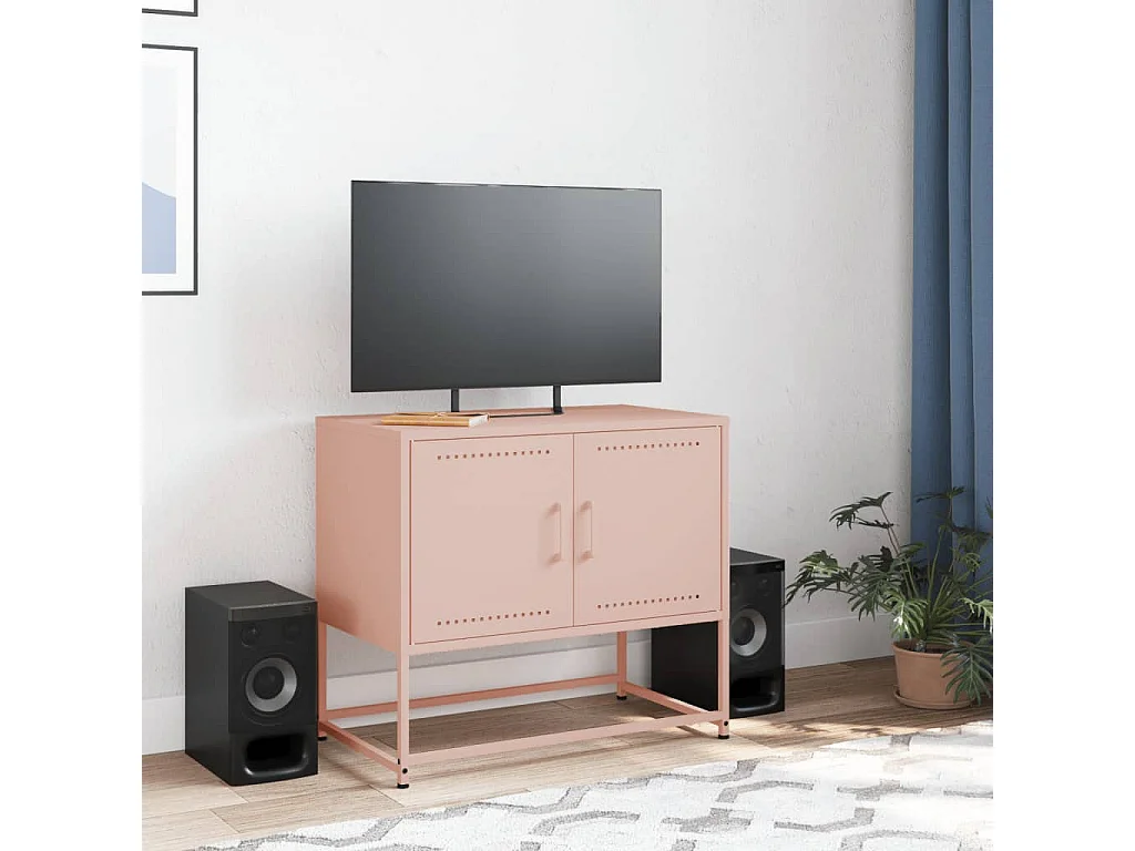 Meuble TV rose 68,5x39x60,5 cm acier