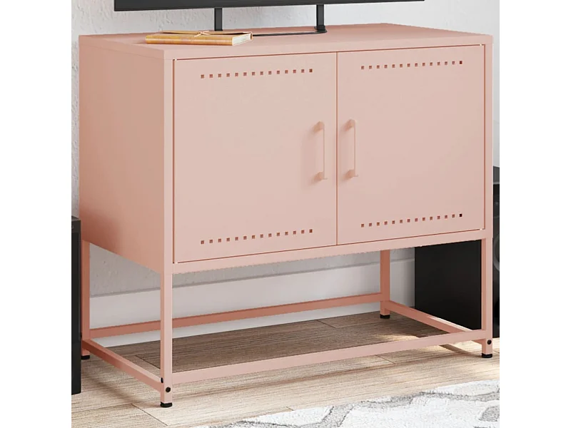 Meuble TV rose 68,5x39x60,5 cm acier