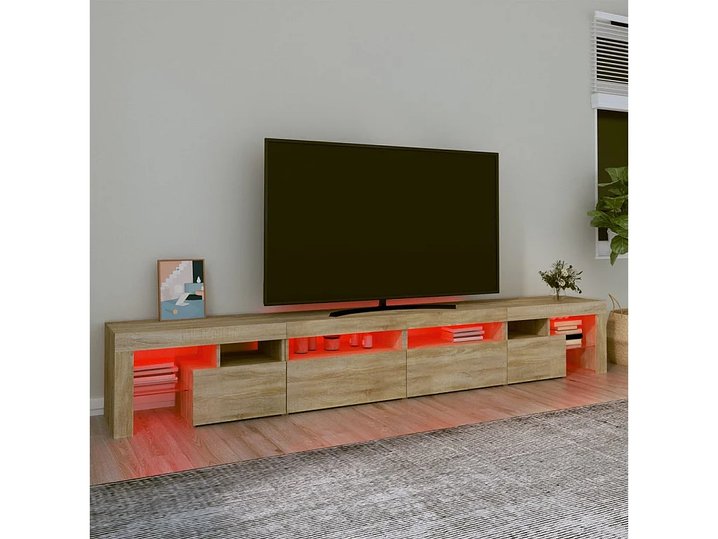 Meuble TV avec lumières LED Chêne sonoma 260x36,5x40 cm