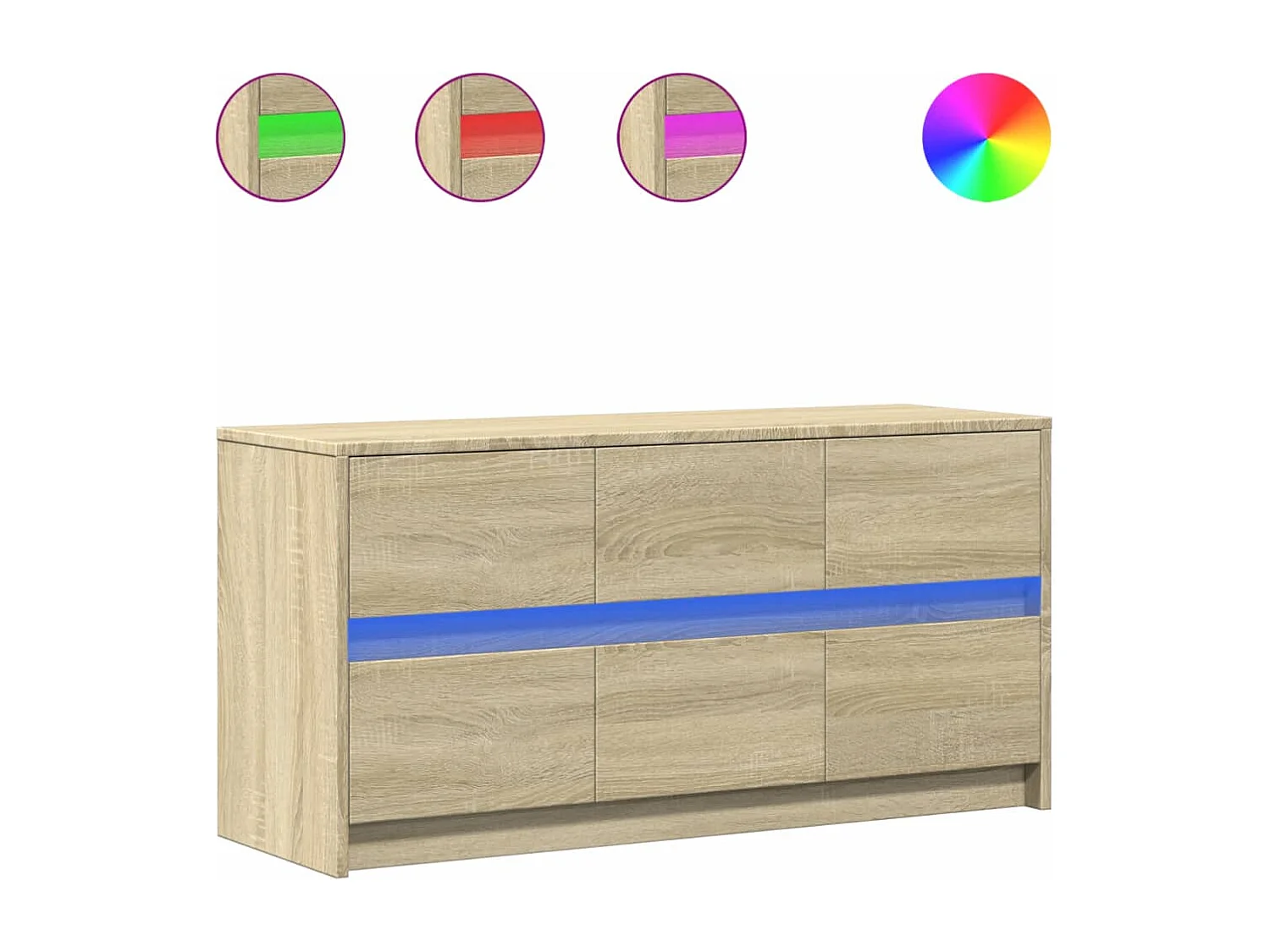 Tv-meubel met LED 100x34x50 cm bewerkt hout sonoma eikenkleurig