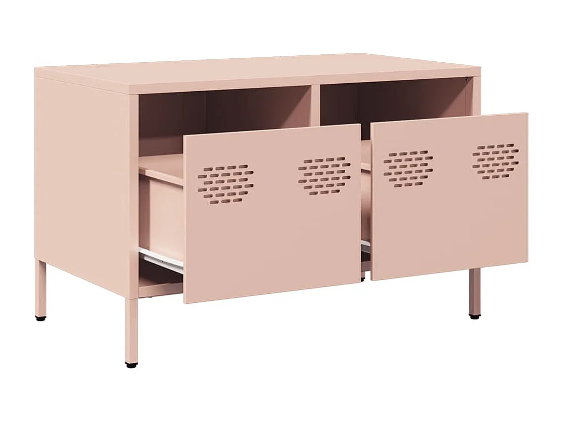 Meuble TV rose 68x39x43,5 cm acier laminé à froid