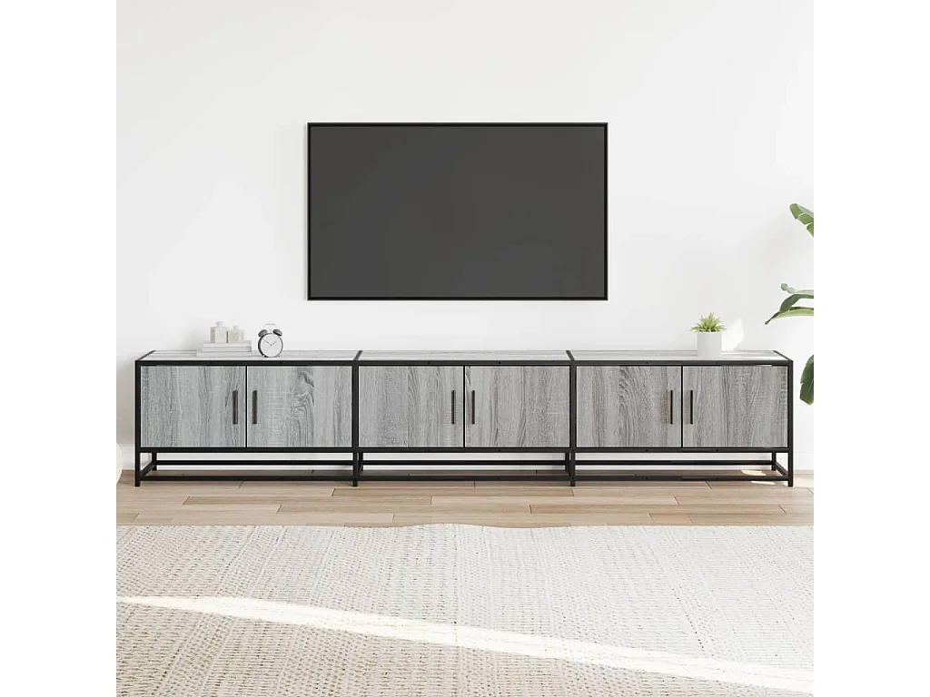 Meuble TV sonoma gris 210x35x41 cm bois d'ingénierie