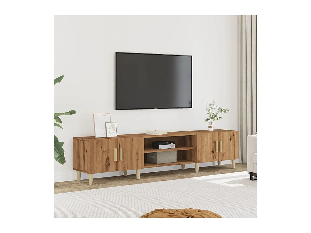 Meuble TV chêne artisanal 180x31,5x40 cm bois d'ingénierie