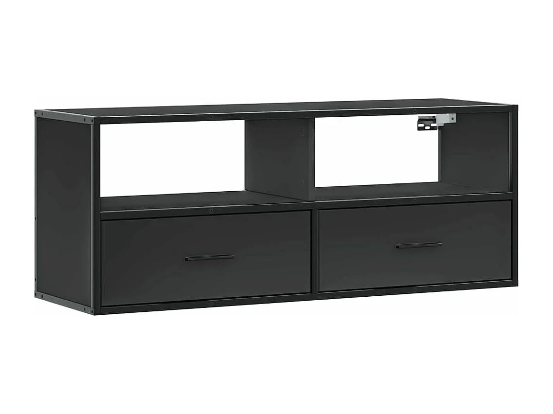 Meuble TV noir 100x31x39,5 cm bois d'ingénierie et métal
