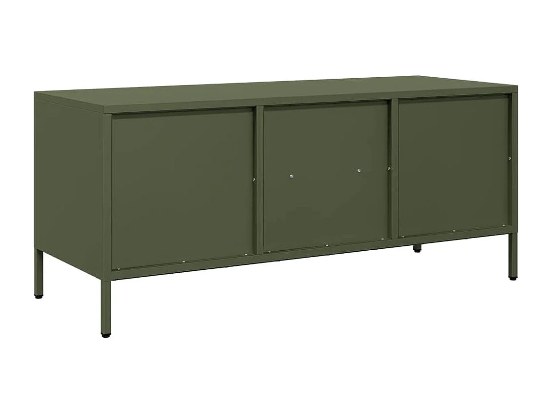 Meuble TV vert olive 101,5x39x43,5 cm acier laminé à froid