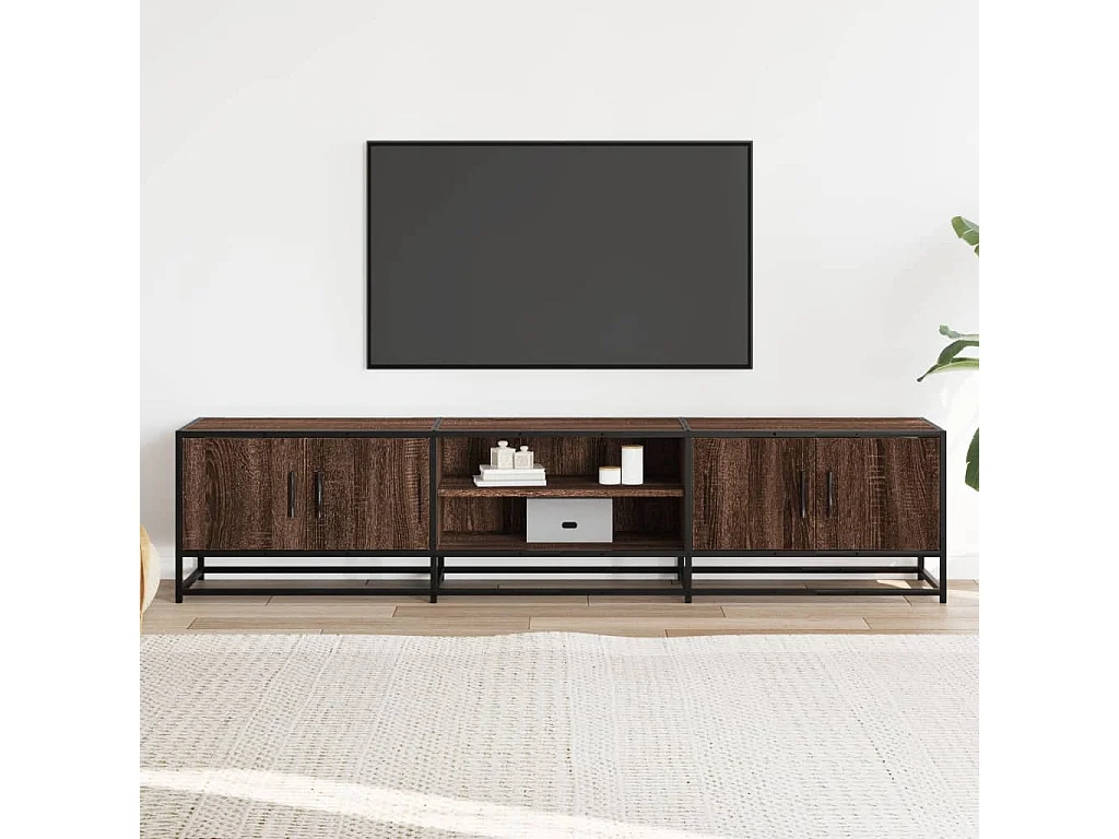 Meuble TV chêne marron 180x35x41 cm bois d'ingénierie