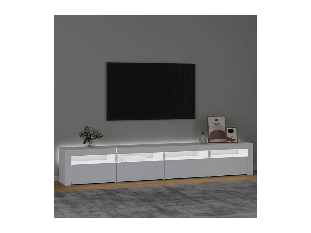 Meuble TV avec lumières LED Blanc 240x35x40 cm