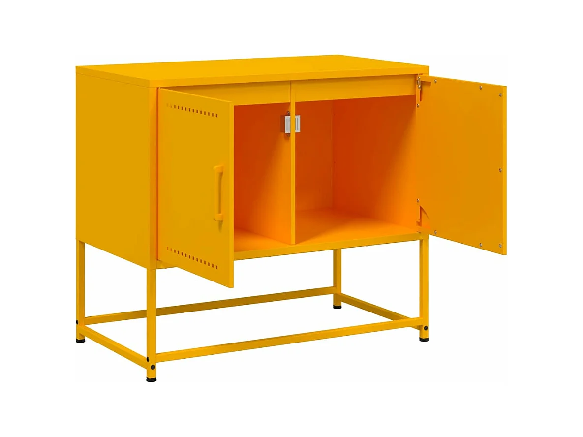 Meuble TV jaune moutarde 68,5x39x60,5 cm acier