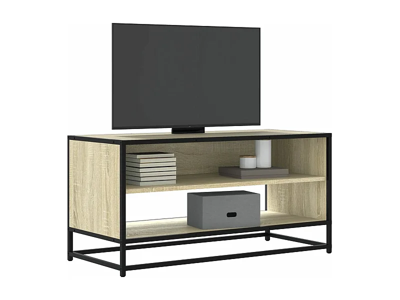 Meuble TV chêne sonoma 91x40x46 cm bois d'ingénierie et métal