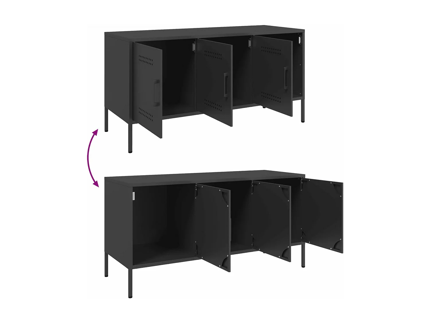 Meuble TV noir 100,5x39x50,5 cm acier