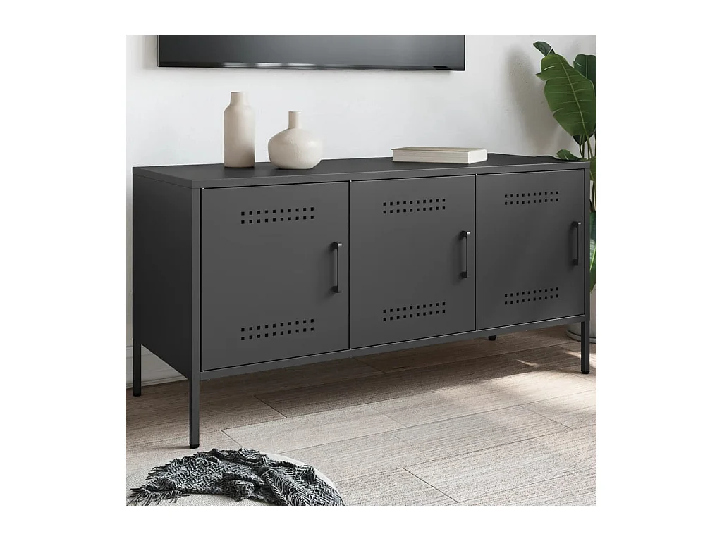 Meuble TV noir 100,5x39x50,5 cm acier