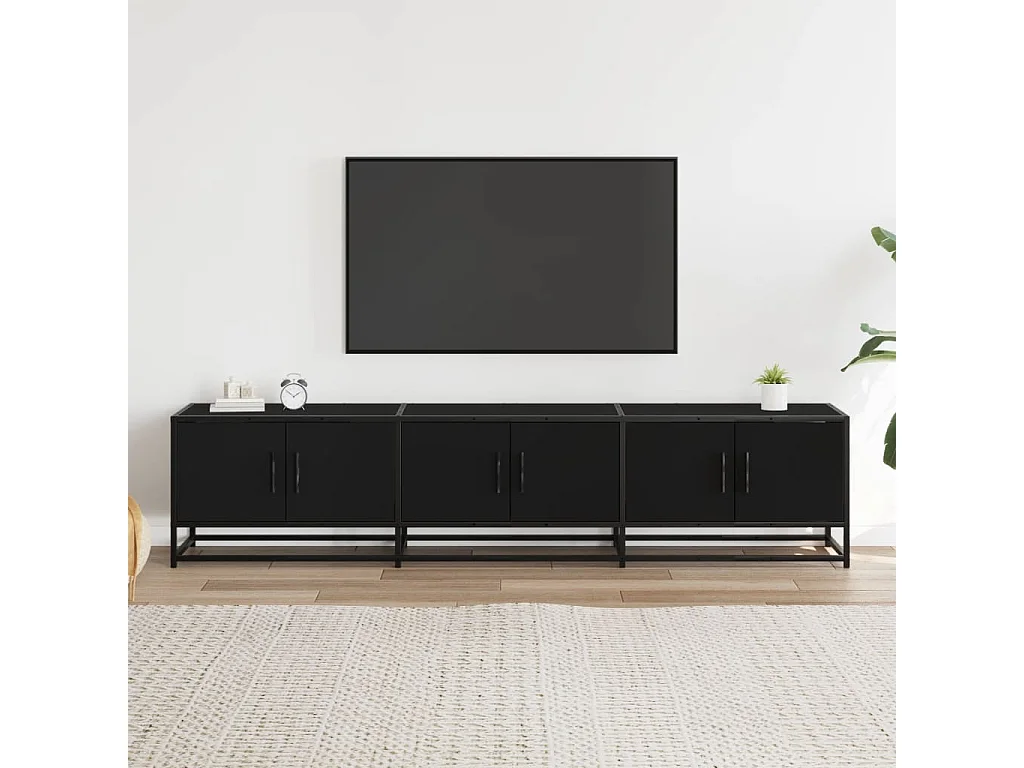 Meuble TV noir 180x35x41 cm bois d'ingénierie